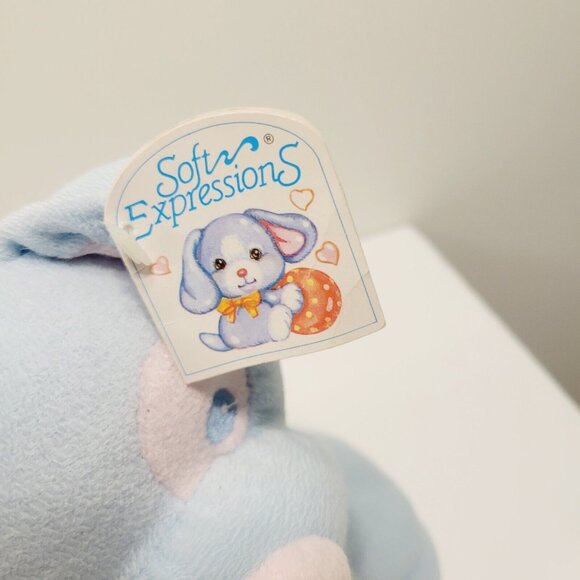 Soft Expressions Baby Blue Teddy Bear Plush With Heart Embroidery & Bow 12" - Picture 12 of 12